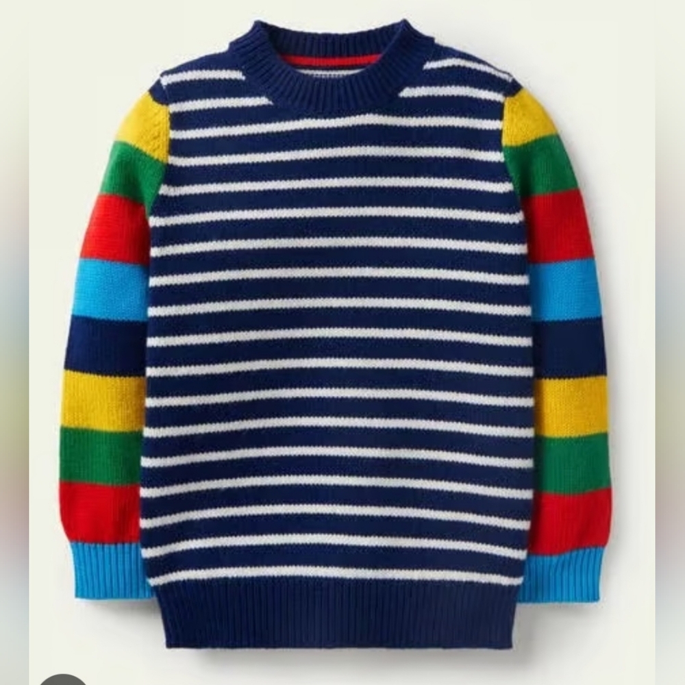 Anthropologie Boden Kids Navy Striped Crewneck Sweater